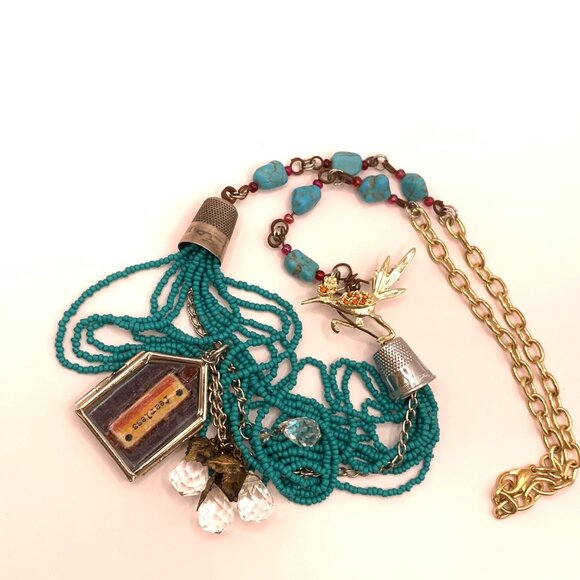 Fearless Cowgirl Mixed Media Assemblage Handmade Necklace Southwestern OOAK J694 - Picture 12 of 12